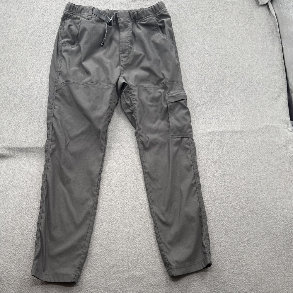PrAna Pants Mens Large Gray Nylon Hiking Elastic Waist Cargo Pockets Outdoor
